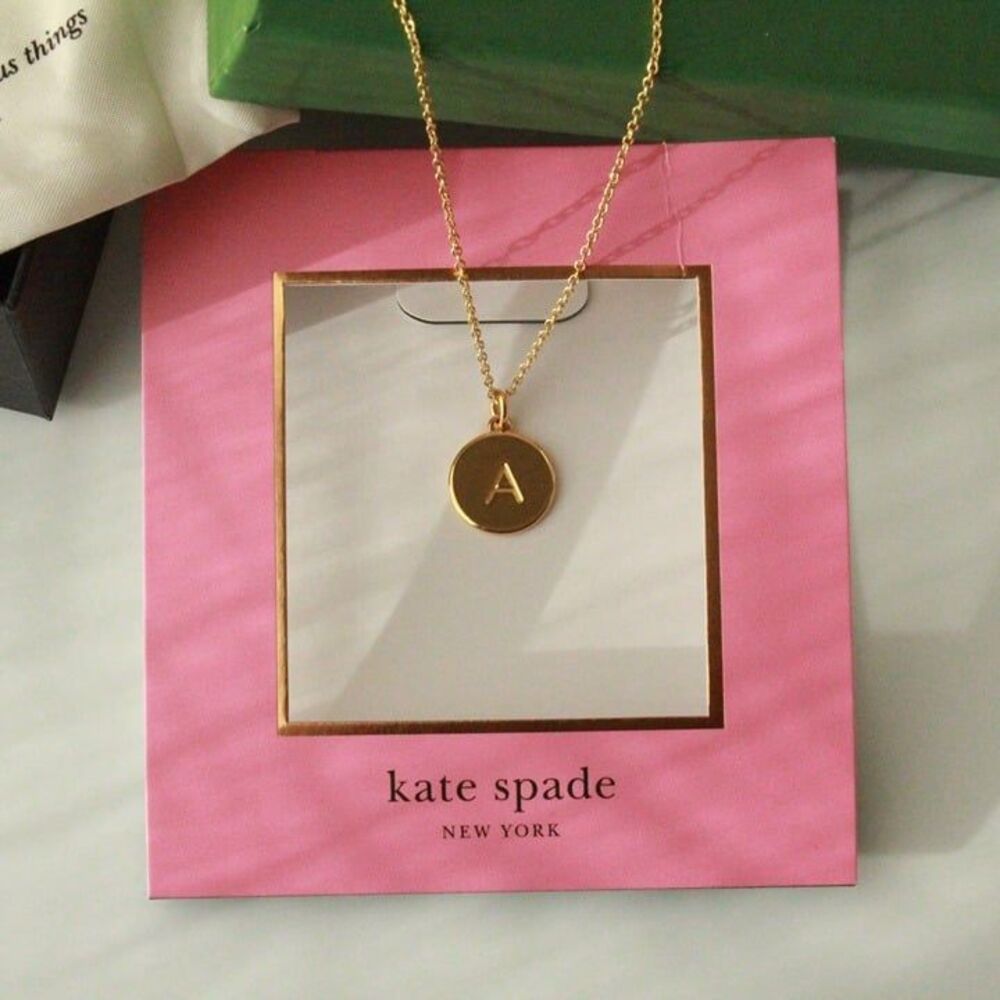 Kate Spade A Initial Mini Pendant Necklace Gold Tone